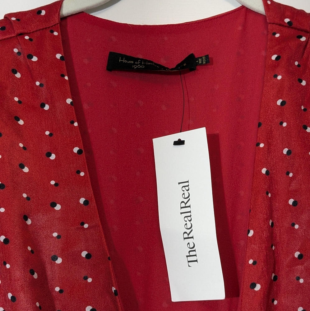 NWT House Of Harlow 1960 Dotted Jumpsuit Red Sz S - Picture 8 of 15